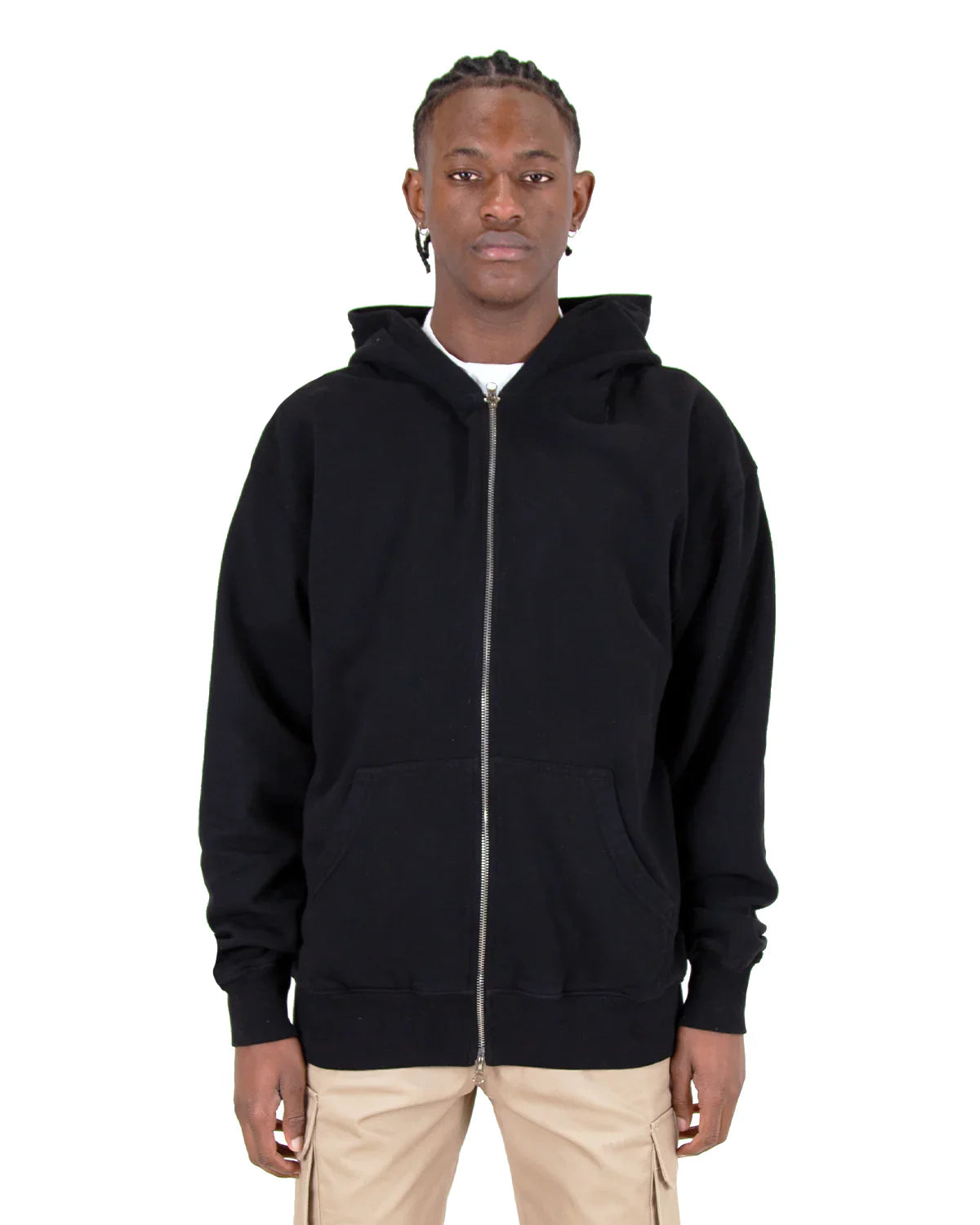 Garment Dye Double Zipper Hoodie