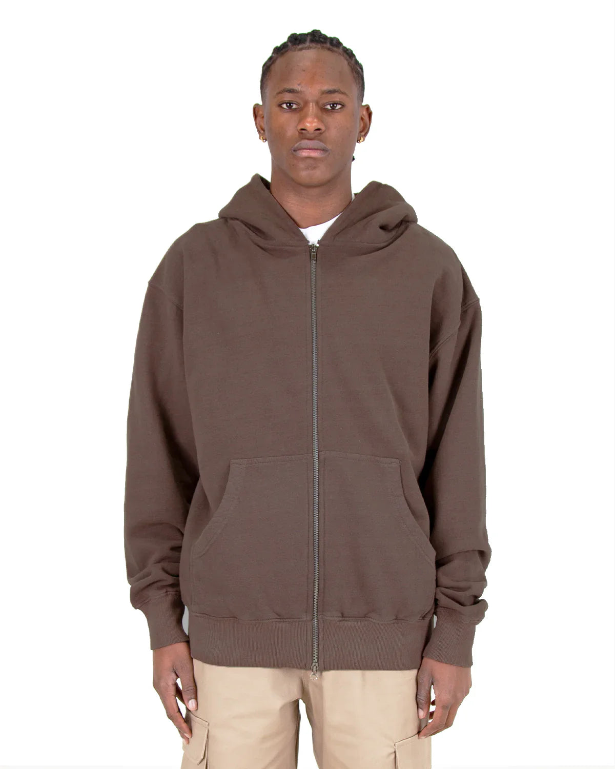 Garment Dye Double Zipper Hoodie